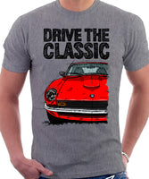 Drive The Classic Datsun 260Z/280Z. T-shirt in Heather Grey Colour