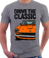 Drive The Classic Datsun 260Z/280Z. T-shirt in Heather Grey Colour