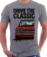 Drive The Classic Datsun 510/1600 Grille Version 1. T-shirt in Heather Grey Colour