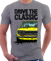 Drive The Classic Datsun 510/1600 Grille Version 1. T-shirt in Heather Grey Colour