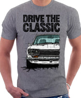 Drive The Classic Datsun 510/1600 Grille Version 2. T-shirt in Heather Grey Colour