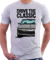 Drive The Classic Fiat X1/9 Late Model Black Splitter. T-shirt in White Colour