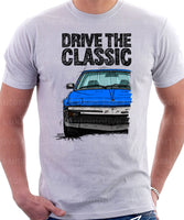 Drive The Classic Fiat X1/9 Late Model Black Splitter. T-shirt in White Colour