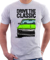 Drive The Classic Fiat X1/9 Late Model Black Splitter. T-shirt in White Colour