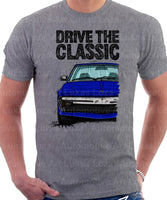 Drive The Classic Fiat X1/9 Late Model Colour Splitter. T-shirt in Heather Grey Colour