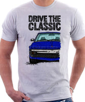 Drive The Classic Fiat X1/9 Late Model Colour Splitter. T-shirt in White Colour