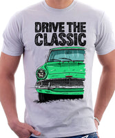 Drive The Classic Ford Anglia 105E. T-shirt in White Colour