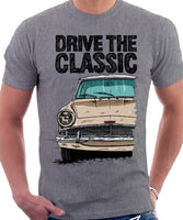 Drive The Classic Ford Anglia 105E (White Roof). T-shirt in Heather Grey Colour