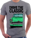 Drive The Classic Ford Anglia 105E (White Roof). T-shirt in Heather Grey Colour