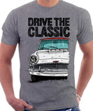 Drive The Classic Ford Anglia 105E (White Roof). T-shirt in Heather Grey Colour