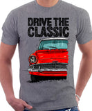 Drive The Classic Ford Anglia 105E (White Roof). T-shirt in Heather Grey Colour