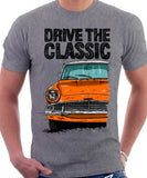 Drive The Classic Ford Anglia 105E (White Roof). T-shirt in Heather Grey Colour