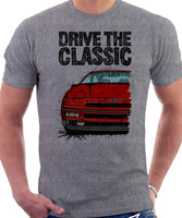 Drive The Classic Ford Probe 1.  Front Version 1. T-shirt in Heather Grey Colour