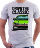 Drive The Classic Honda CRX 1st Gen Early Model. T-shirt in White Color.