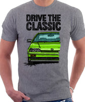 Drive The Classic Honda CRX Si 1st Gen . T-shirt in Heather Grey Color.