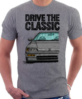 Drive The Classic Honda CRX 2nd Gen. T-shirt in Heather Grey Color.