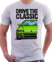 Drive The Classic Honda CRX 2nd Gen JDM . T-shirt in White Color.