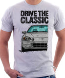 Drive The Classic Honda Del Sol CRX Early Model. T-shirt in White Color.