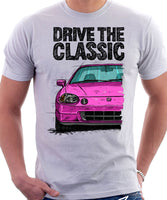 Drive The Classic Honda Del Sol CRX Early Model. T-shirt in White Color.