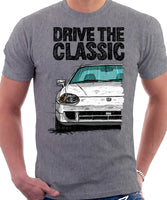 Drive The Classic Honda Del Sol CRX Late Model. T-shirt in Heather Grey Color.