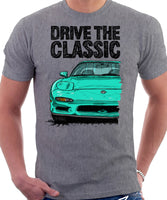 Drive The Classic Mazda RX7 FD Early Model. T-shirt in Heather Grey Color