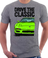 Drive The Classic Mazda RX7 FD Early Model. T-shirt in Heather Grey Color