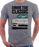 Drive The Classic Mazda RX7 FD Early Model. T-shirt in Heather Grey Color