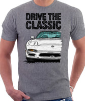 Drive The Classic Mazda RX7 FD Early Model. T-shirt in Heather Grey Color