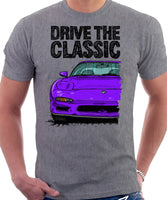 Drive The Classic Mazda RX7 FD Early Model. T-shirt in Heather Grey Color