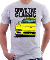 Drive The Classic Mazda RX7 FD Early Model. T-shirt in White Color