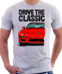 Drive The Classic Mazda RX7 FD Early Model. T-shirt in White Color