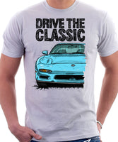 Drive The Classic Mazda RX7 FD Early Model. T-shirt in White Color