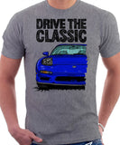 Drive The Classic Mazda RX7 FD Early Model Lights Open. T-shirt in Heather Grey Color