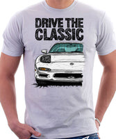 Drive The Classic Mazda RX7 FD Early Model Lights Open. T-shirt in White Color