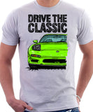 Drive The Classic Mazda RX7 FD Early Model Lights Open. T-shirt in White Color