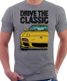 Drive The Classic Mazda RX7 FD Late Model. T-shirt in Heather Grey Color