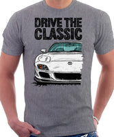 Drive The Classic Mazda RX7 FD Late Model. T-shirt in Heather Grey Color