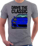 Drive The Classic Mazda RX7 FD Late Model Lights Open. T-shirt in Heather Grey Color