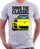 Drive The Classic Mazda RX7 FD Late Model Lights Open. T-shirt in White Color