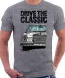 Drive The Classic Mercedes W108/109 Late Model Double Headlights. T-shirt in Heather Grey Colour