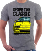 Drive The Classic Nissan 300ZX Z31 Early Model (Colour Bumper). T-shirt in Heather Grey Colour.