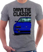 Drive The Classic Nissan 300ZX Z31 Late Model. T-shirt in Heather Grey Colour.