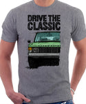 Drive The Classic Range Rover Classic Early Model. T-shirt in Heather Grey Color.