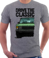 Drive The Classic Range Rover Classic Late Model. T-shirt in Heather Grey Color.