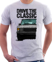 Drive The Classic Range Rover Classic Late Model. T-shirt in White Color.