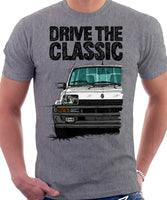 Drive The Classic Renault 5 Turbo (Black Bumper). T-shirt in Heather Grey Color