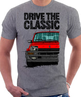 Drive The Classic Renault 5 Turbo (Black Bumper). T-shirt in Heather Grey Color