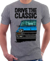 Drive The Classic Renault 5 Turbo (Black Bumper). T-shirt in Heather Grey Color