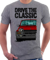 Drive The Classic Renault 5 Turbo (Black Bumper). T-shirt in Heather Grey Color