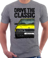 Drive The Classic Saab 9000 Early Model. T-shirt in Heather Grey Colour